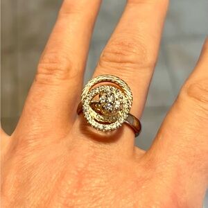 2 Movable Rings Silver & Diamond Stimulated accents Women's Ring